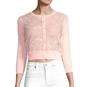 Karl Lagerfeld cardigan cropped pearl button and lace